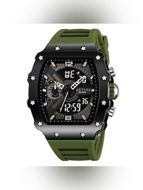 NWT Activa Multifunction Sport Watch in Army Green & Black